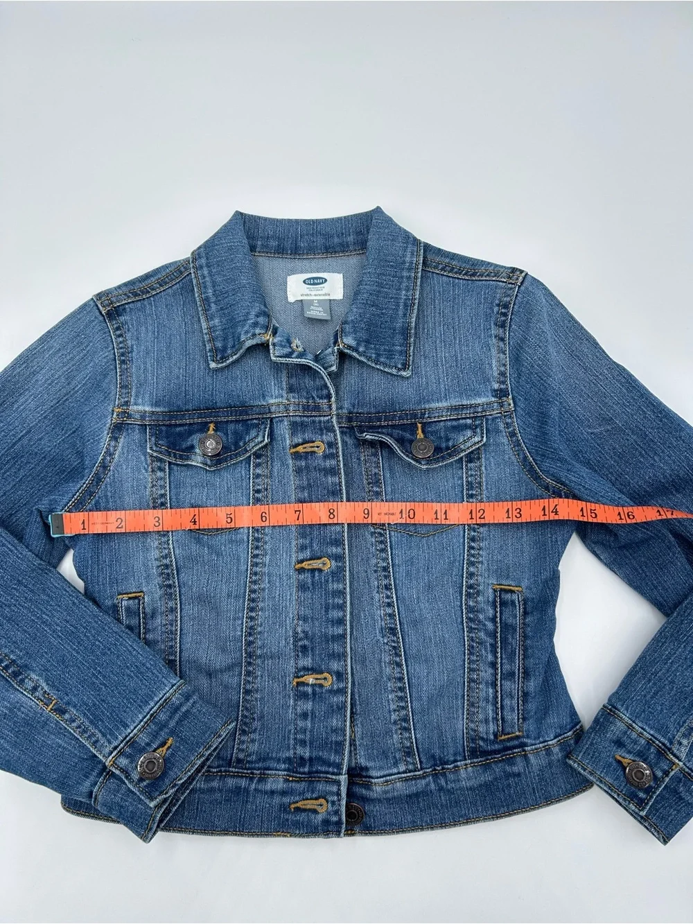 Old Navy Girls Medium Blue Denim Jacket with Contrast Stitching M
